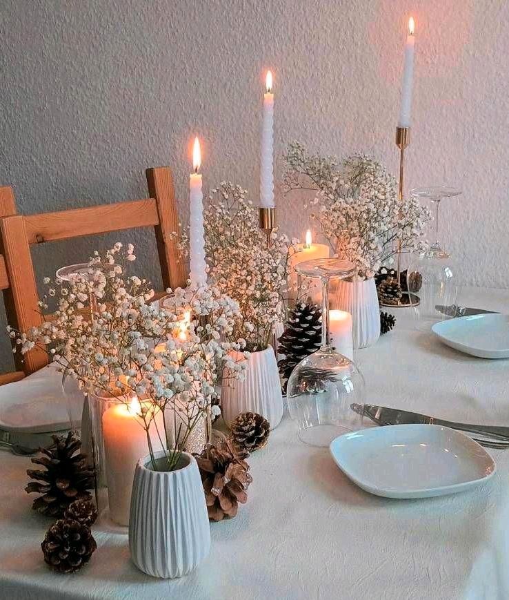 32x Vase weiß Muster Hochzeitsdeko Deko mieten bei Areletia-Weddings – 2
