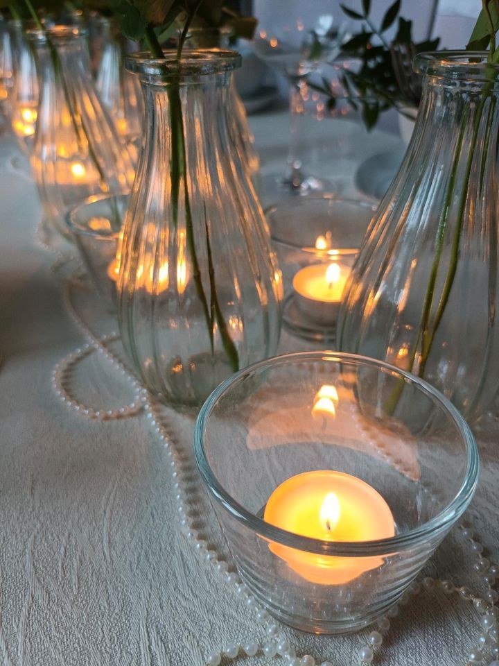 20x Glasvase Vase Muster Hochzeitsdeko mieten bei Areletia-Weddings – 2
