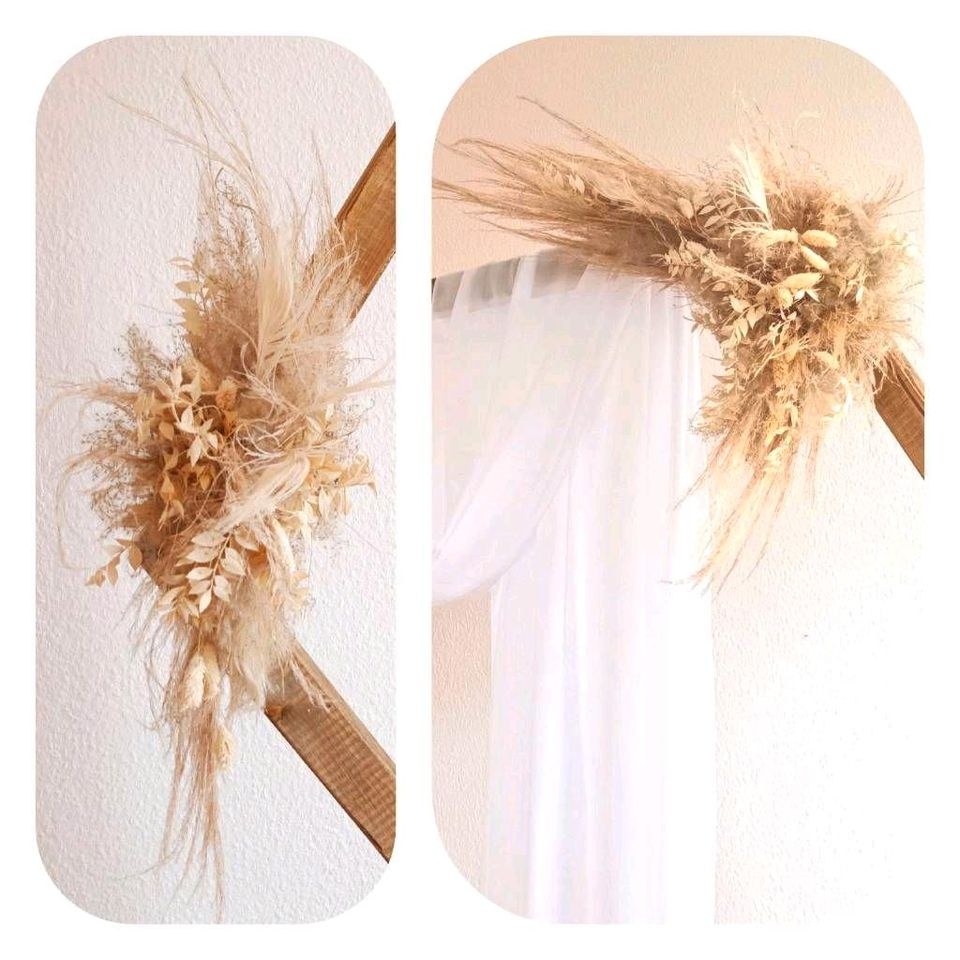 2er Set Trockenblumen Gesteck Traubogen mieten bei Areletia-Weddings