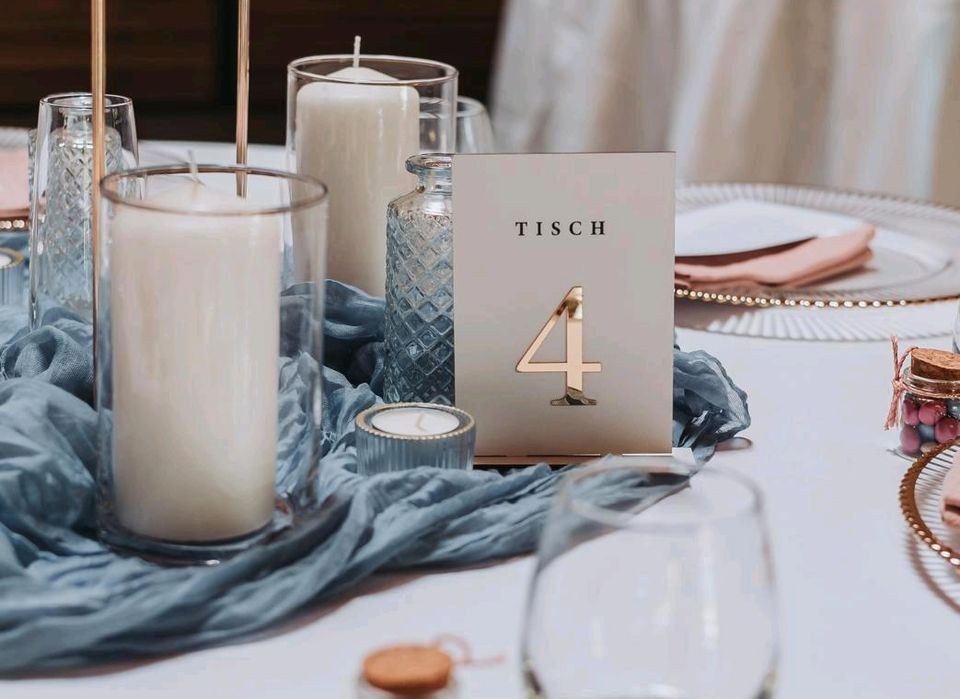 16× blau Tischläufer Tischdeko Hochzeitsdeko mieten – 2