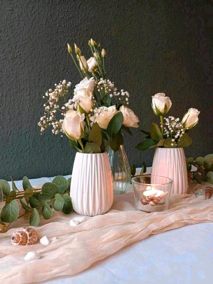 32x Vase weiß Muster Hochzeitsdeko Deko mieten bei Areletia-Weddings – 4