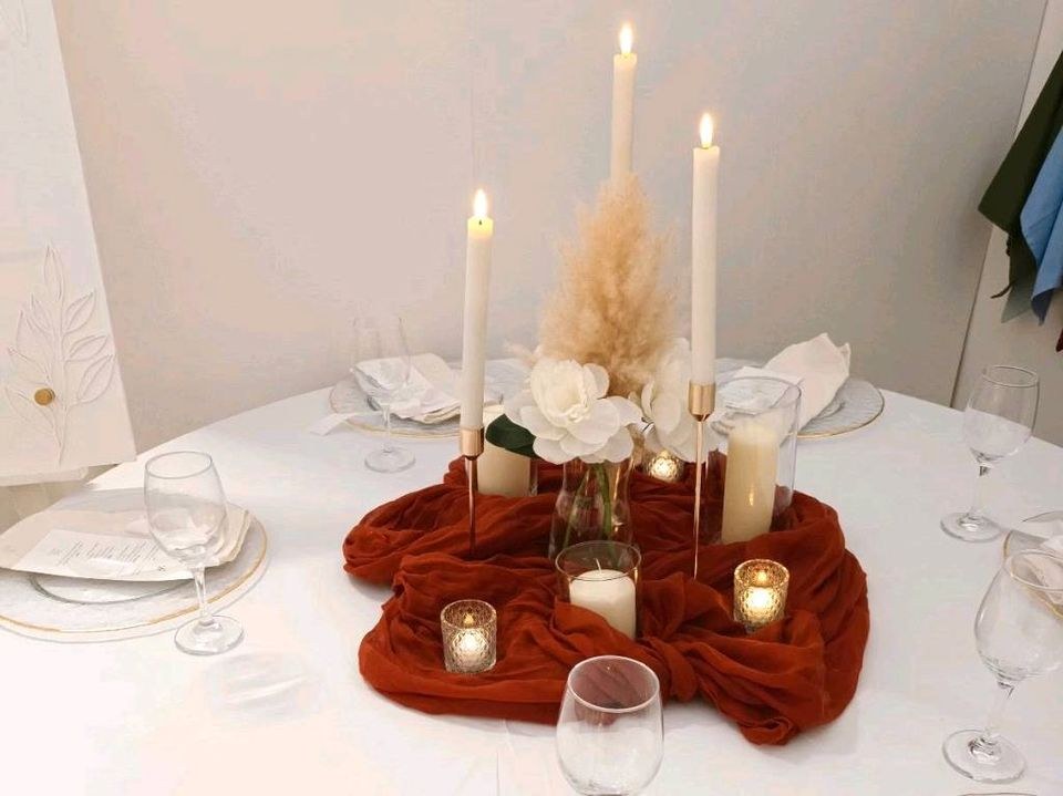 16x Tischläufer terracotta Boho Hochzeitsdeko mieten – 3