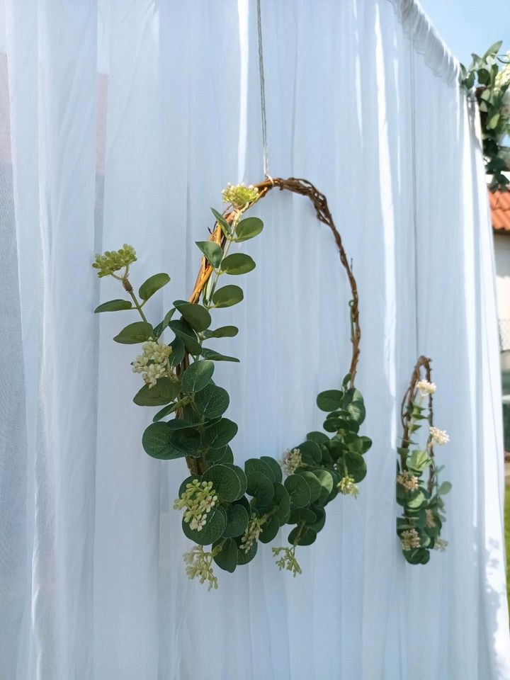 10x Weidenring Eukalyptus Sitzplan Hochzeitsdeko mieten – 2