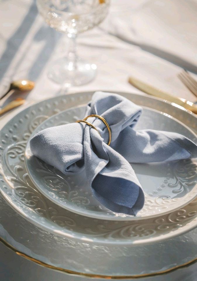 100x blaue Stoffservietten Hochzeitsdekoration mieten