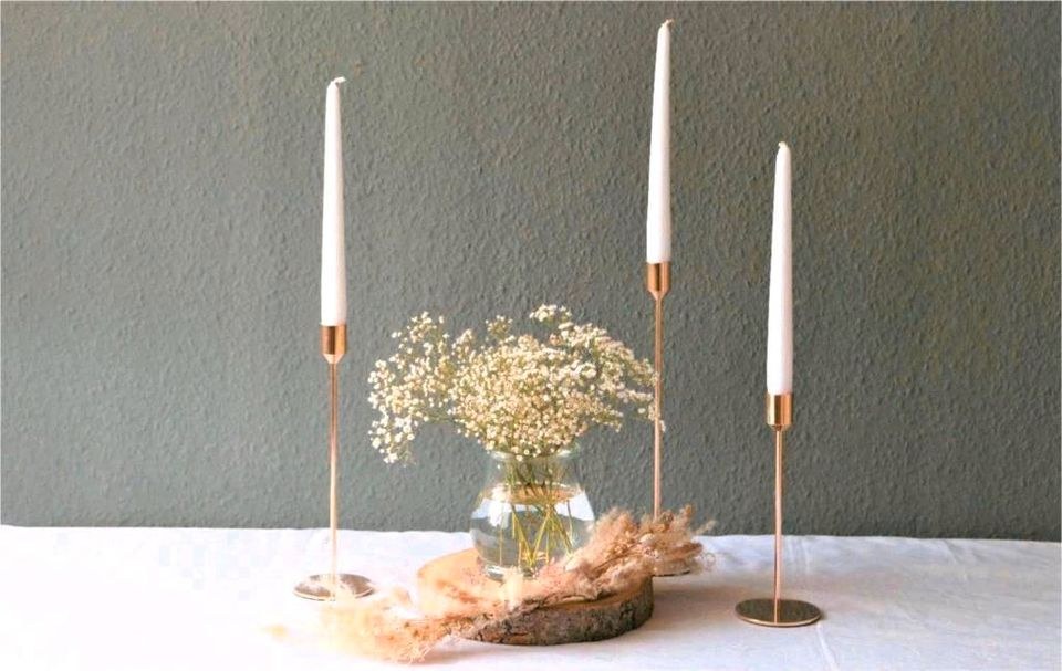 60x goldene Kerzenständer Hochzeitsdeko mieten bei Areletia-Weddings – 3