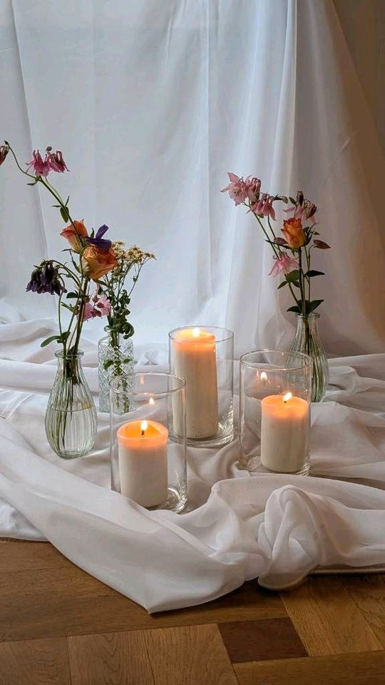 3 Größen Glaszylinder Zylindergläser Vase mieten bei Areletia-Weddings – 3