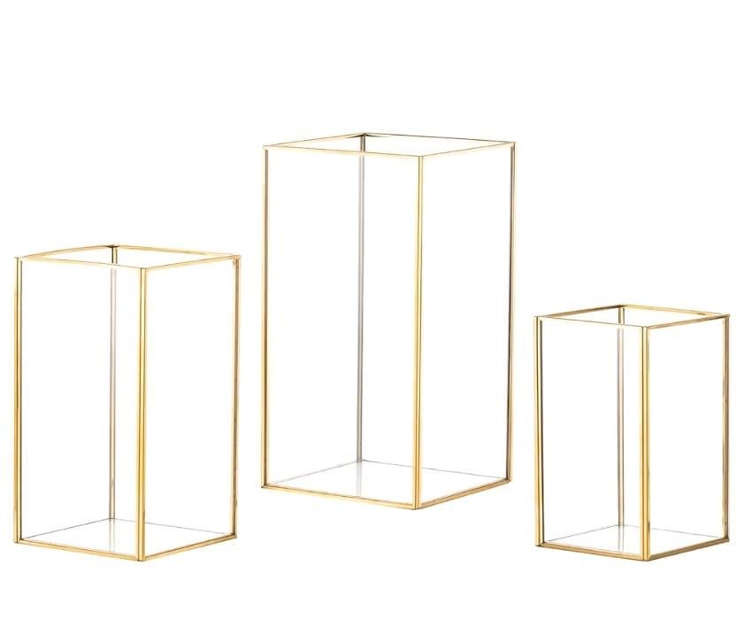 4x 3er Set Laternen Gold Kerzenständer mieten bei Areletia-Weddings