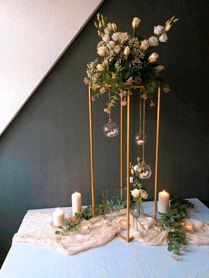 10x Blumenständer Gold Centerpiece Hochzeitsdeko mieten – 2