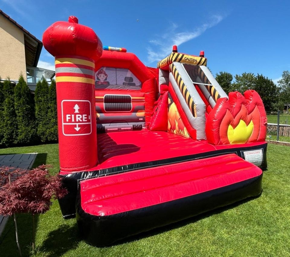 Hüpfburg Feuerwehr Rutsche mieten bei Bayern Hüpfburgenverleih