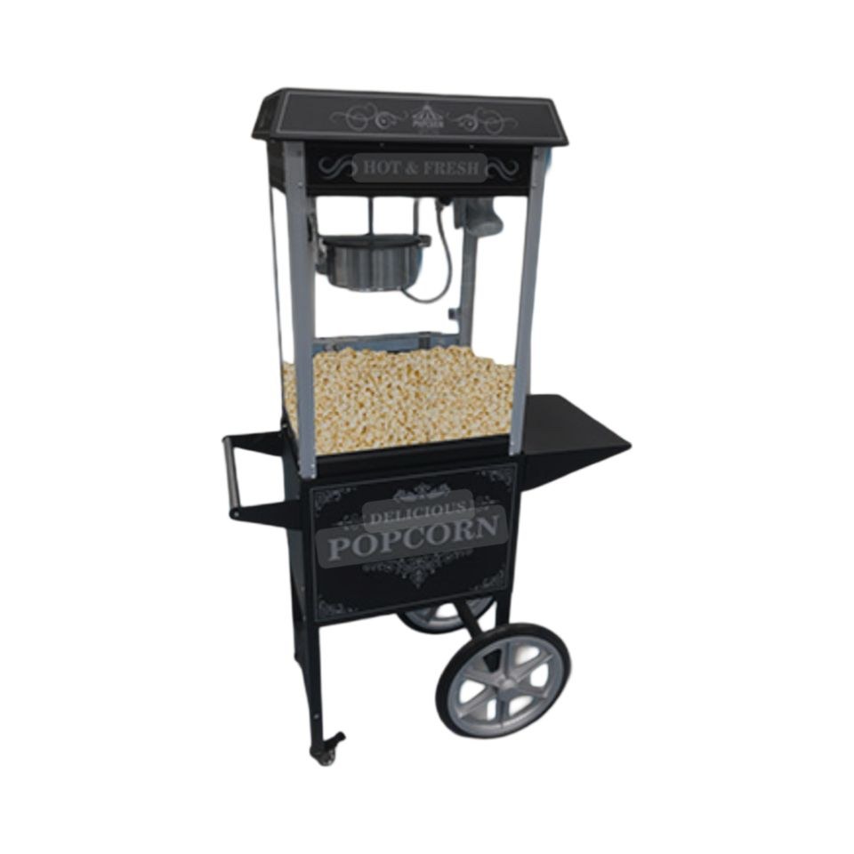 Popcornmaschine Wagen Retro Design schwarz Fun mieten