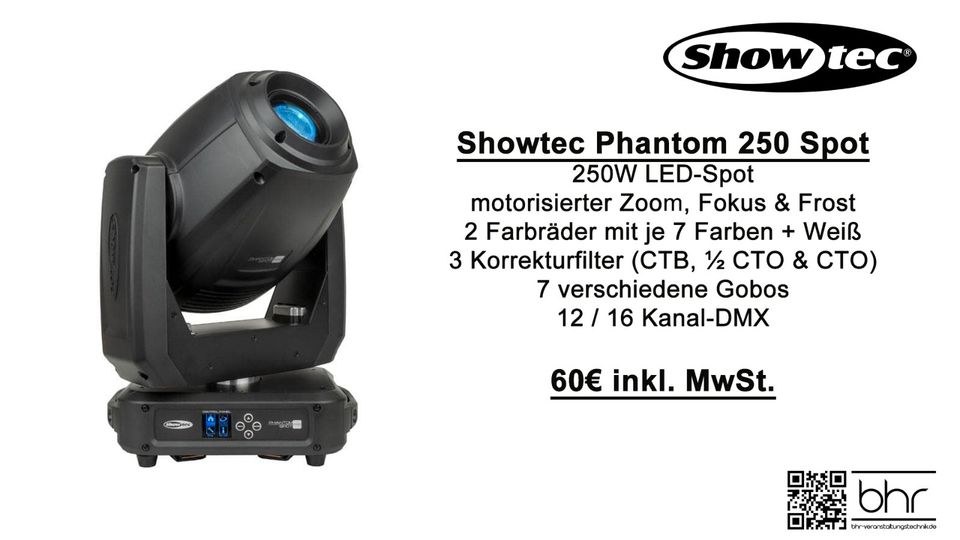 Showtec Phantom 250 Spot Movinghead mieten in Herne