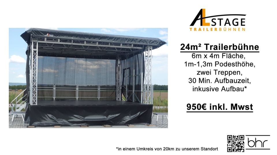Trailerbühne Bühnenanhänger mobile Bühne 24m² mieten in Herne