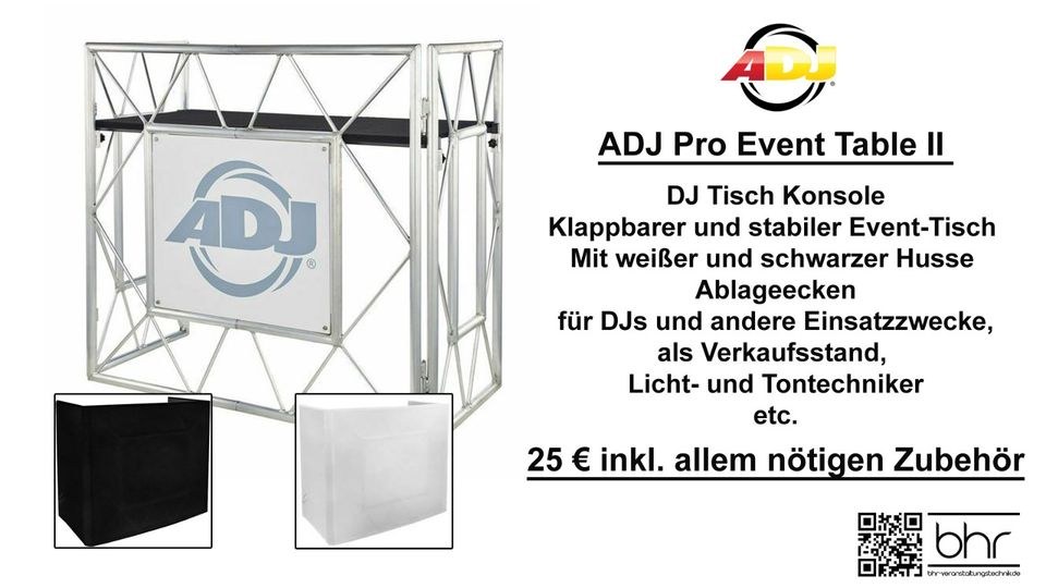 ADJ Eventtable II DJ Tisch Pult mieten in Herne – Sitzplätze für alle