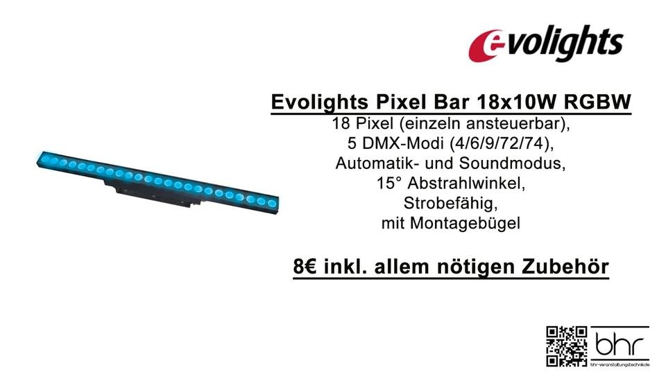 Evolights Pixel Bar 18x10W RGBW mieten in Herne – Sitzplätze für alle
