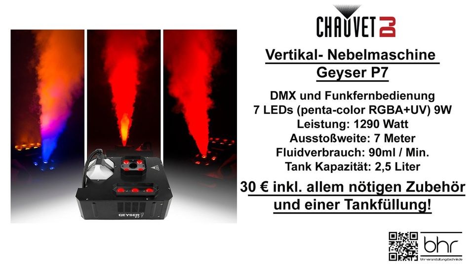 Vertikal Effekt Nebelmaschine Chauvet DJ Geyser mieten in Herne
