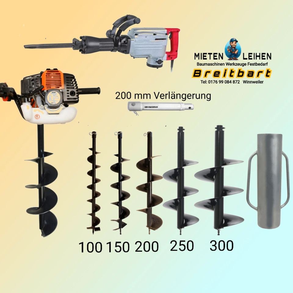 Erdbohrer 300 mm Abbruchhammer mieten in Winnweiler