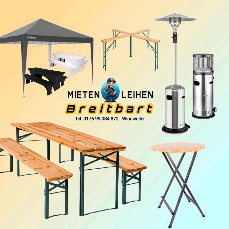 Bierzeltgarnitur Pavillon Kühlschrank Heizpilz mieten in Winnweiler