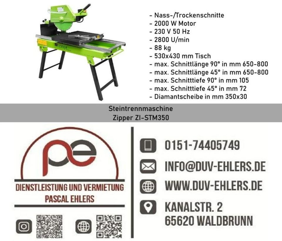 Steintrennmaschine Nassschneidemaschine ZI mieten in Waldbrunn