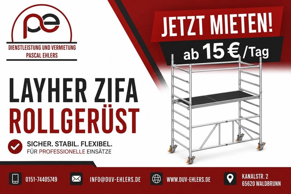 Layher Zifa Rollgerüst 3,61m AH mieten in Waldbrunn