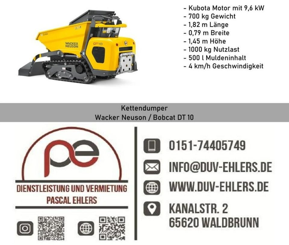 Kettendumper Wacker Neuson Bobcat DT 10 mieten in Waldbrunn