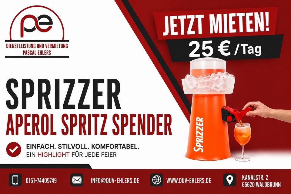 Sprizzer Aperol Spritz Spender mieten in Waldbrunn