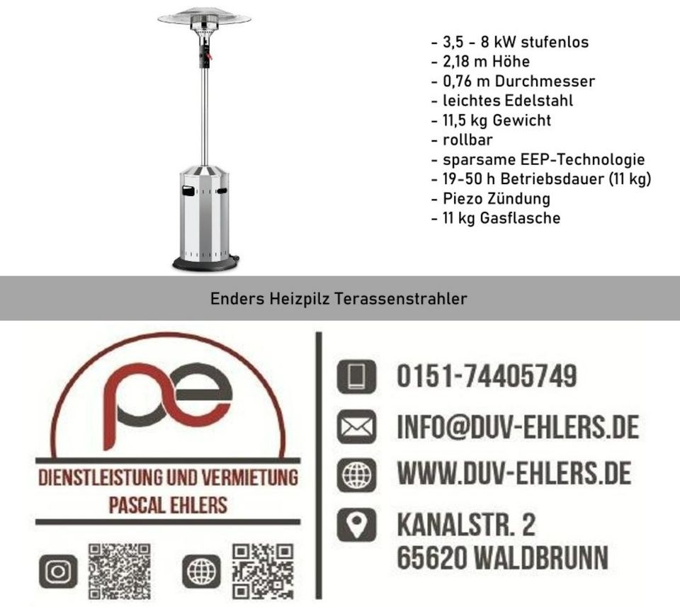 Enders Heizpilz Terassenstrahler 8kW mieten in Waldbrunn