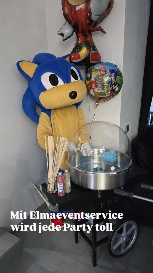 Sonic Maskottchen Kindergeburtstag mieten bei Elma Eventservice