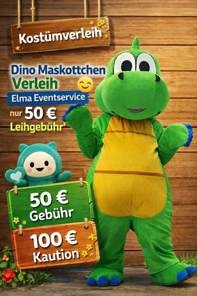 Dino Maskottchen Partyspaß mieten bei Elma Eventservice