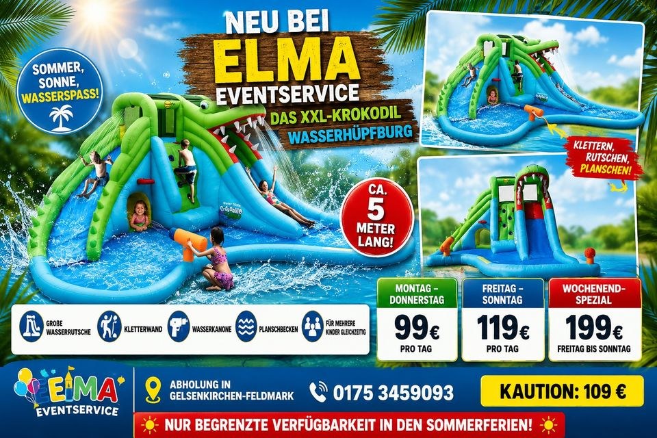 XXL Krokodil Wasserpark Hüpfburg mieten bei Elma Eventservice