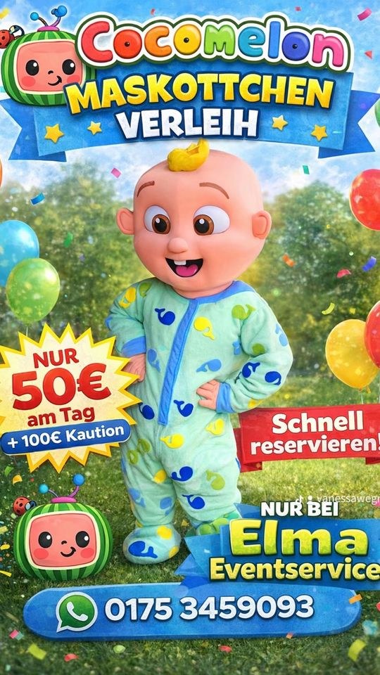 Cocomelon Maskottchen deinen Kindergeburtstag mieten in Gelsenkirchen