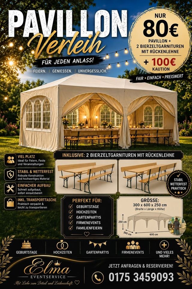 Pavillon Bierzeltgarnitur mieten bei Elma Eventservice