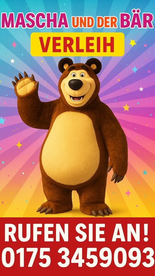 Maskottchen Bär Mascha Kindergeburtstag mieten bei Elma Eventservice – 2
