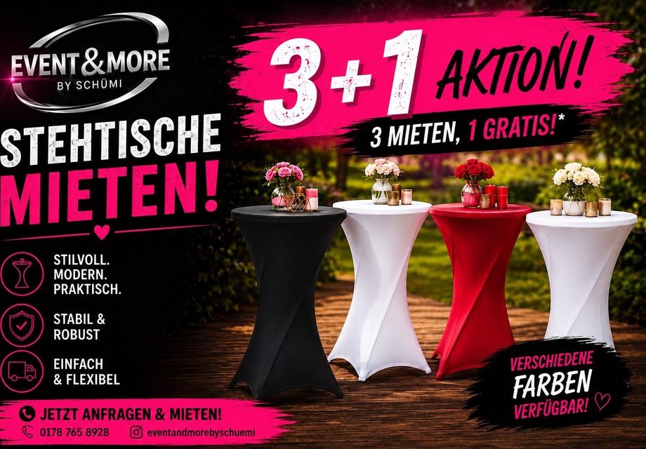 Stehtische mieten bei Event & More by Schümi – für Empfang & Party