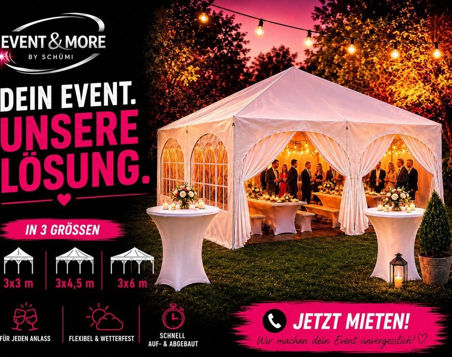 Faltzelt mieten bei Event & More by Schümi – in Minuten aufgebaut
