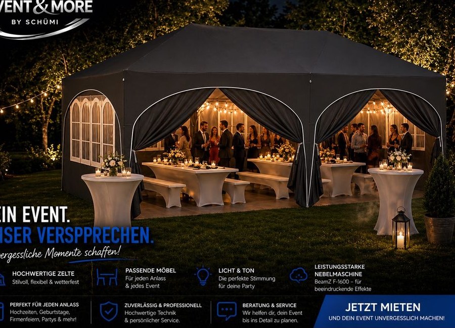 Faltzelt mieten bei Event & More by Schümi – in Minuten aufgebaut – 2