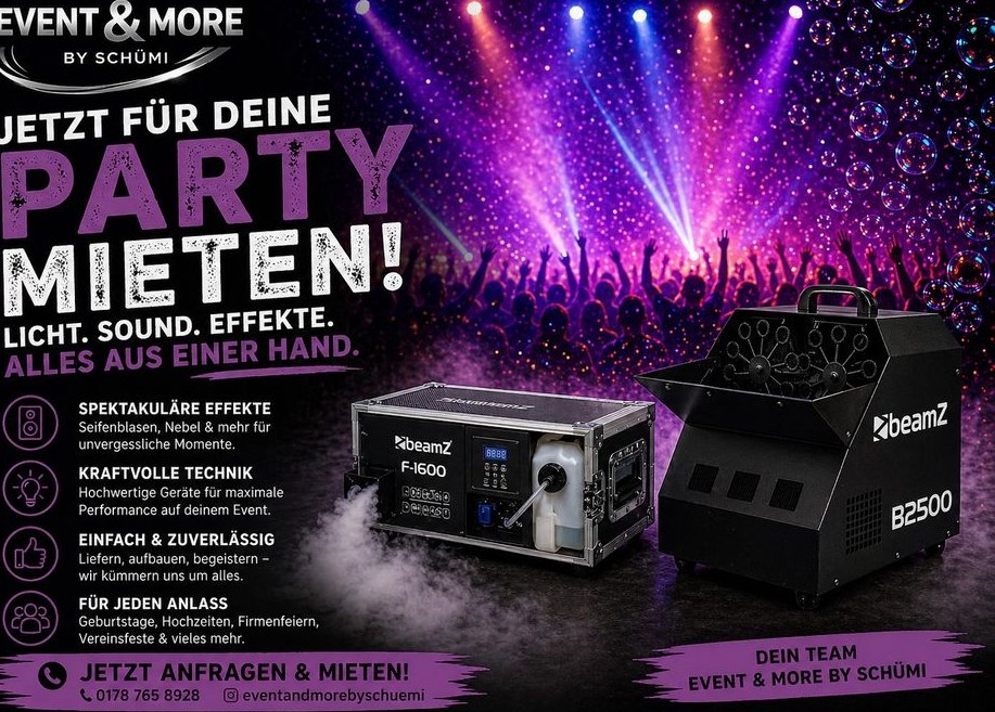 Nebelmaschine Seifenblasenmaschine mieten bei Event & More by Schümi – 2