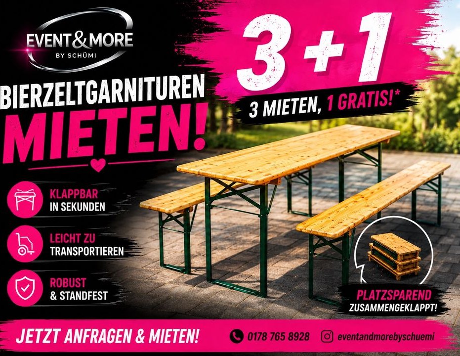 Bierzeltgarnituren mieten in Mönchengladbach – Sitzplätze für alle