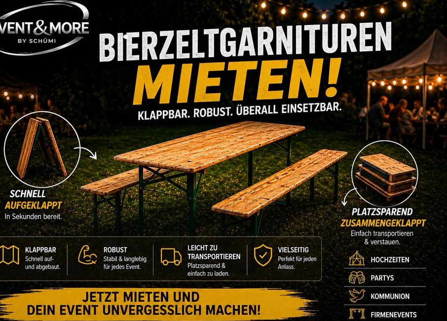Bierzeltgarnituren mieten in Mönchengladbach – Sitzplätze für alle – 2