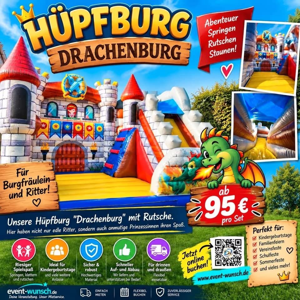 ✨Hüpfburg Rutsche ✨Drachenburg✨ mieten bei C.Wunsch