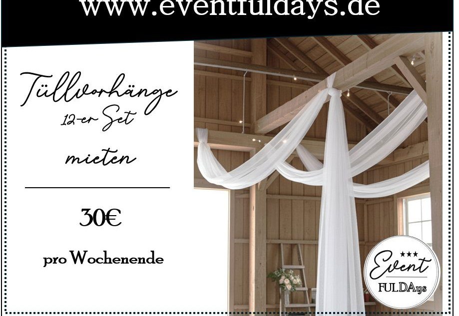 Hochzeitsdeko Tüllvorhänge Deko mieten in Fulda – für die Hochzeit