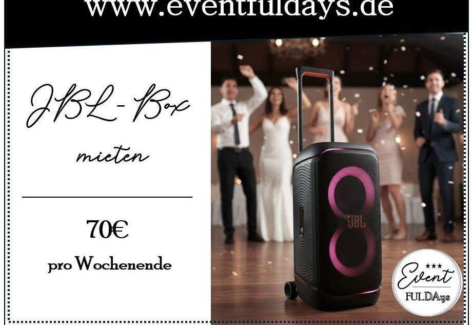 JBL Lautsprecher Musikanlage Partybox Musik mieten bei EventFULDAys