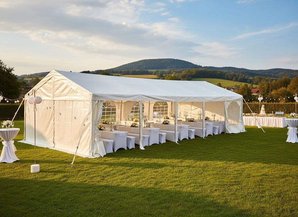 Zelt Partyzelt weiß 5x10m mieten bei EventFULDAys – für jedes Wetter – 4