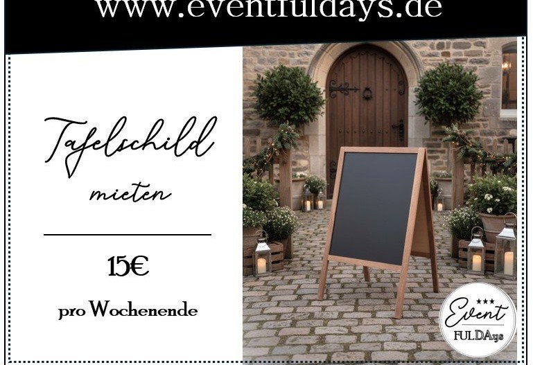Aufsteller Kreidetafel Schild Willkommensschild mieten in Fulda