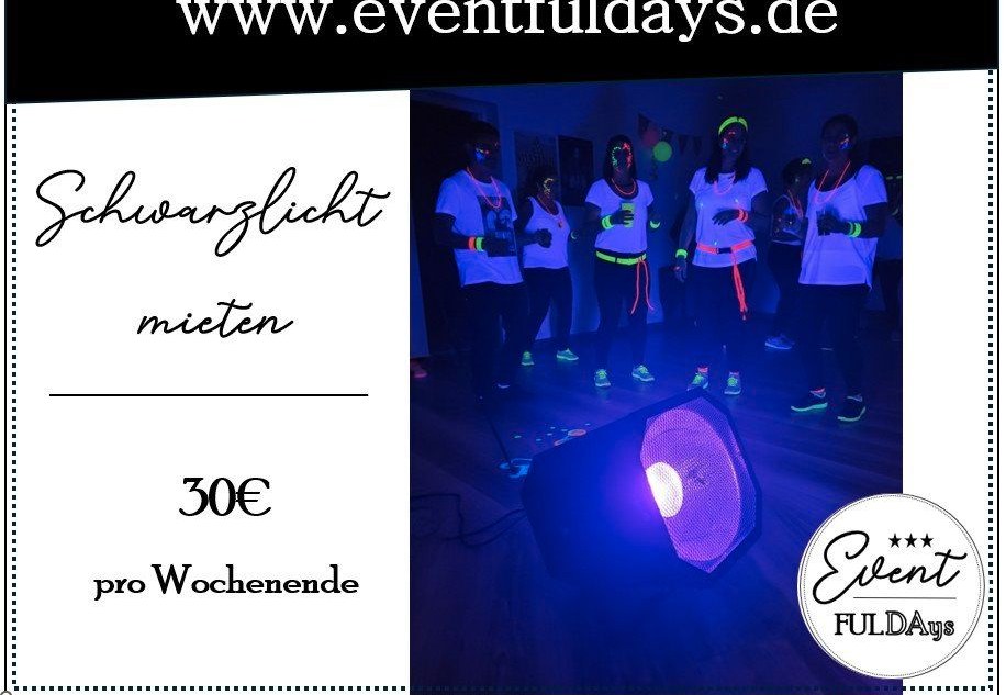 Schwarzlicht DJ Musik Lichter Licht mieten bei EventFULDAys