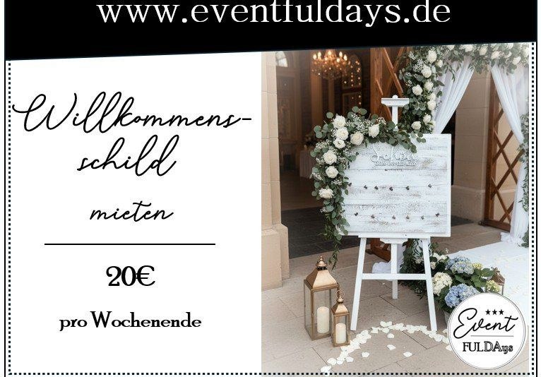 Schild Staffelei Willkommen Deko mieten in Fulda – für die Hochzeit – 2