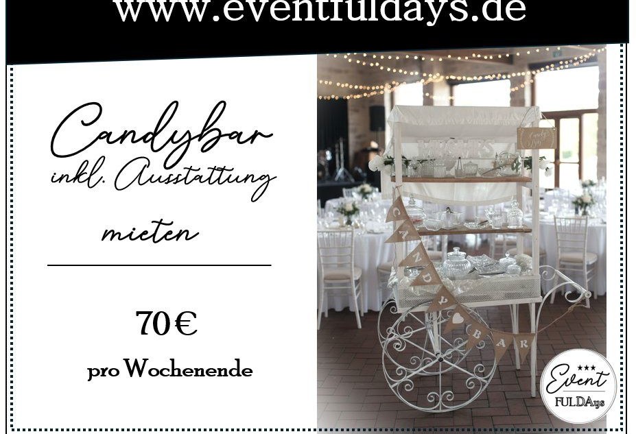 Candybar Bar Catering weiß Vintage Retro mieten in Fulda – mobile Bar