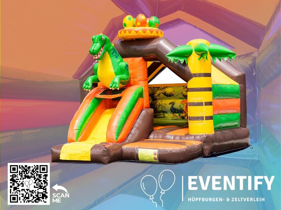 Hüpfburg Slide Combo Dino mieten in Kisdorf – Hüpfspaß für jede Feier