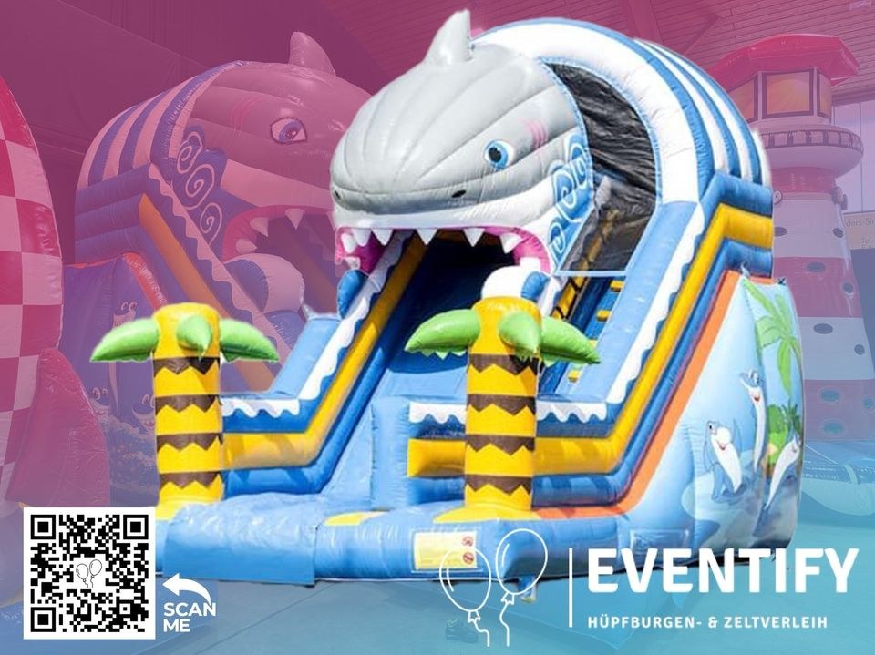 Riesenrutsche Hüpfburg Eventmodul Hai mieten bei Eventify
