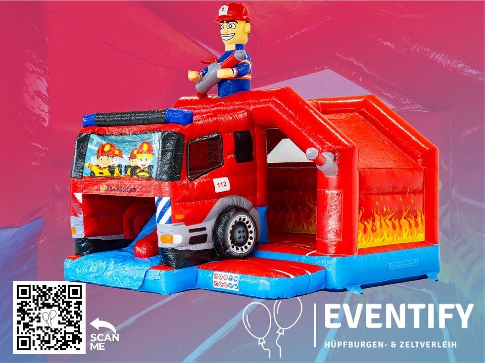 Hüpfburg Slide Combo Doubleslide Feuerwehr mieten bei Eventify