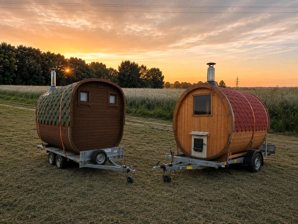 Mobile Fasssauna Sauna Eisfass Holz Banja mieten in Darmstadt